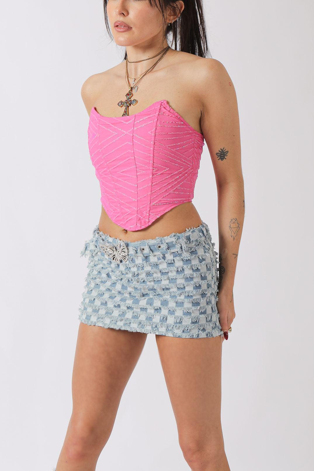 Xtina Glitter Encrusted Party Sparkle Corset - Elsie & Fred
