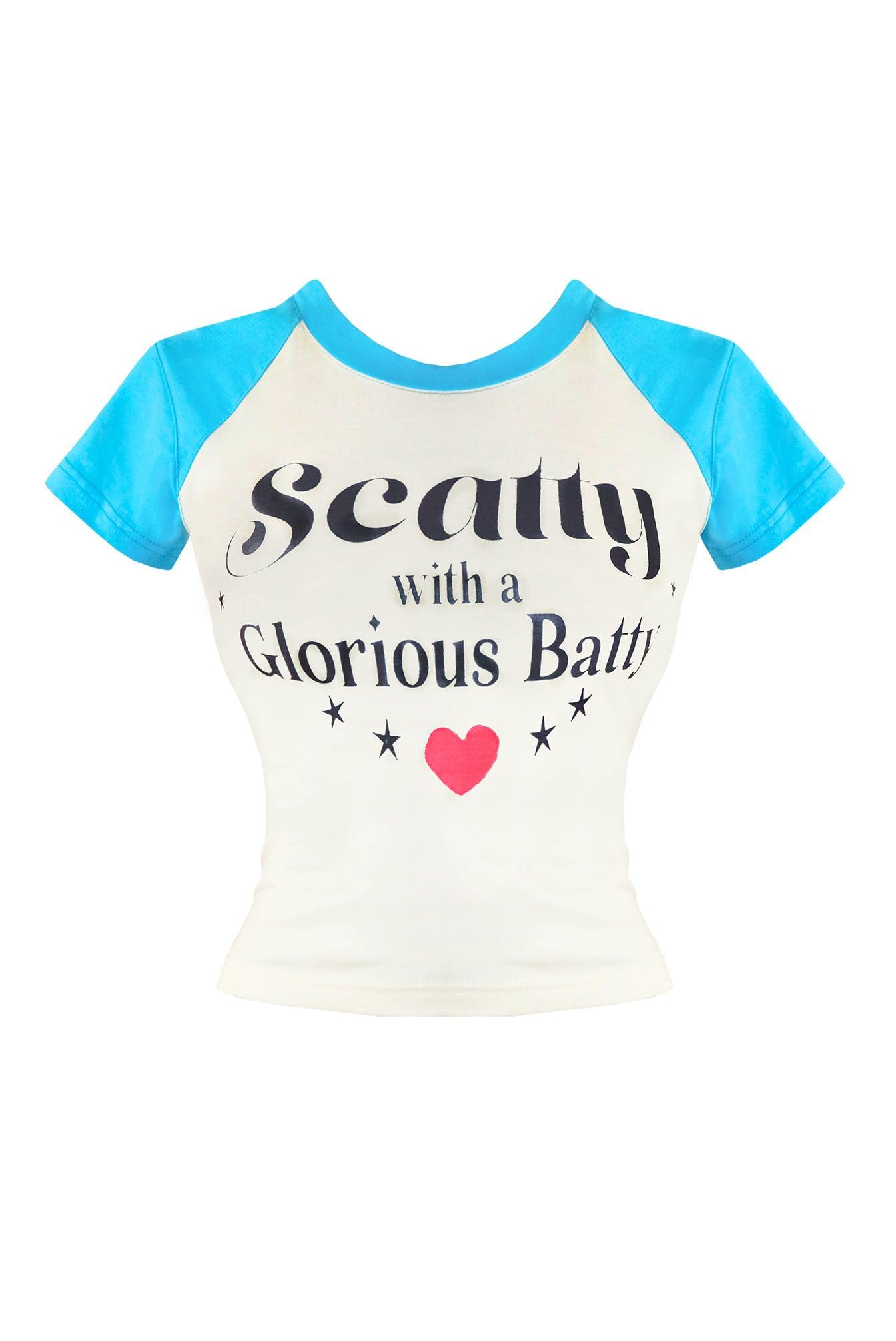 cup out of Vintage inspired 90s slogan graphic fitted ringer baby T, y2k style with cap sleeves
