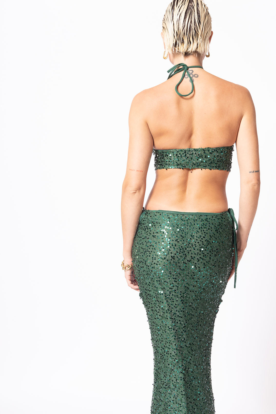 Santa Eulalia Emerald Sequin Skirt