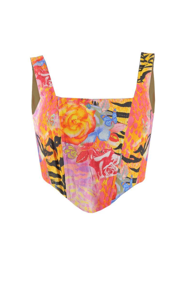 Hypnotize Denim Corset in Animal Print - Elsie & Fred