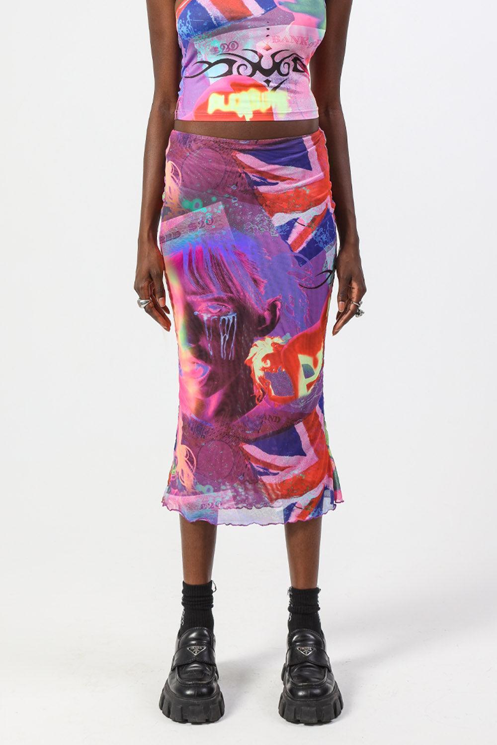 Pleasure Print Mesh Midi Skirt - Elsie & Fred