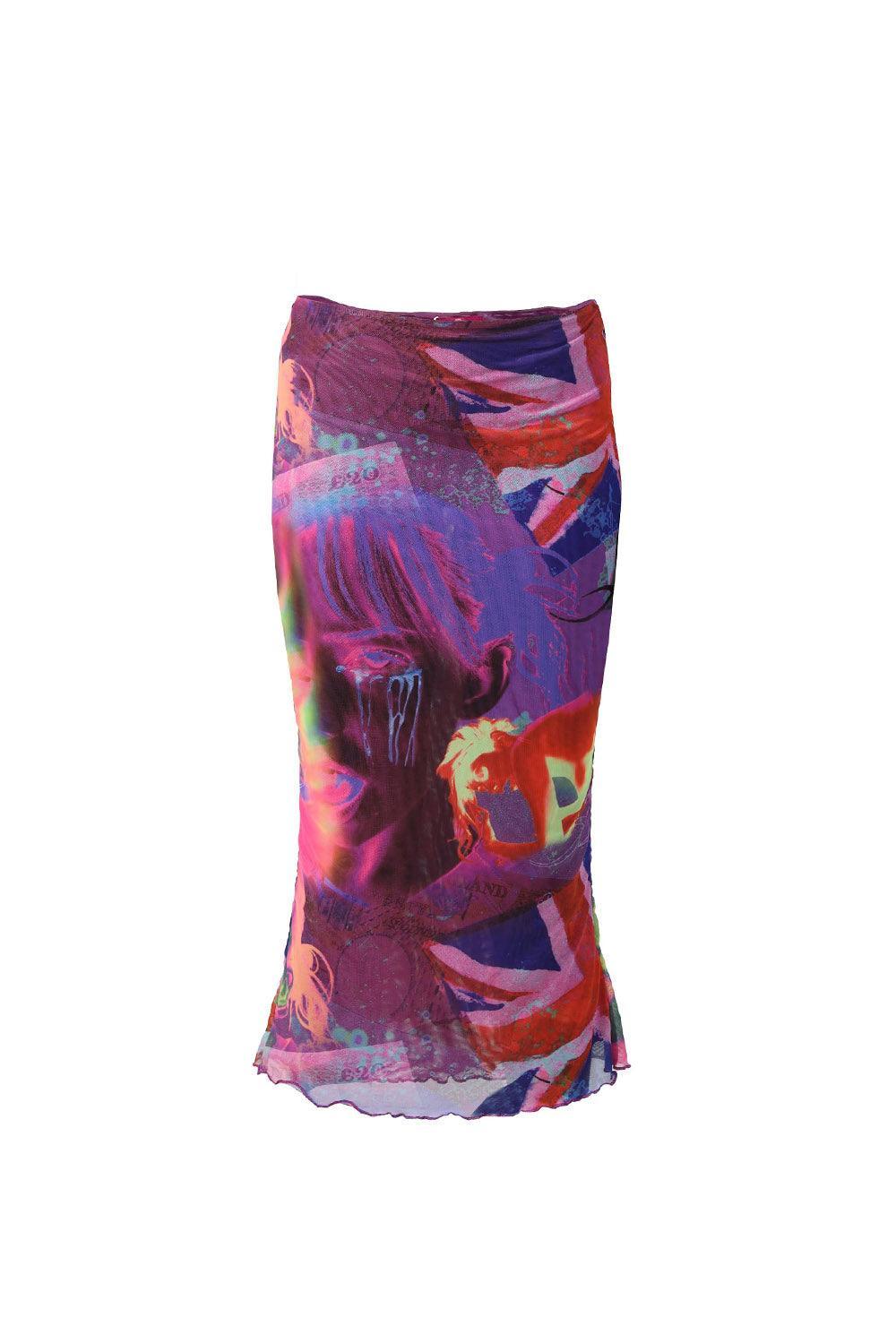 Pleasure Print Mesh Midi Skirt - Elsie & Fred
