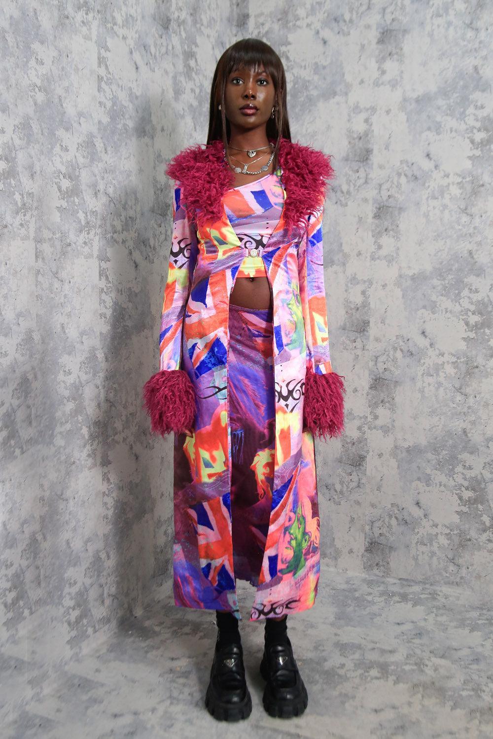 Pleasure Print Satin Marla Maxi Jacket - Elsie & Fred