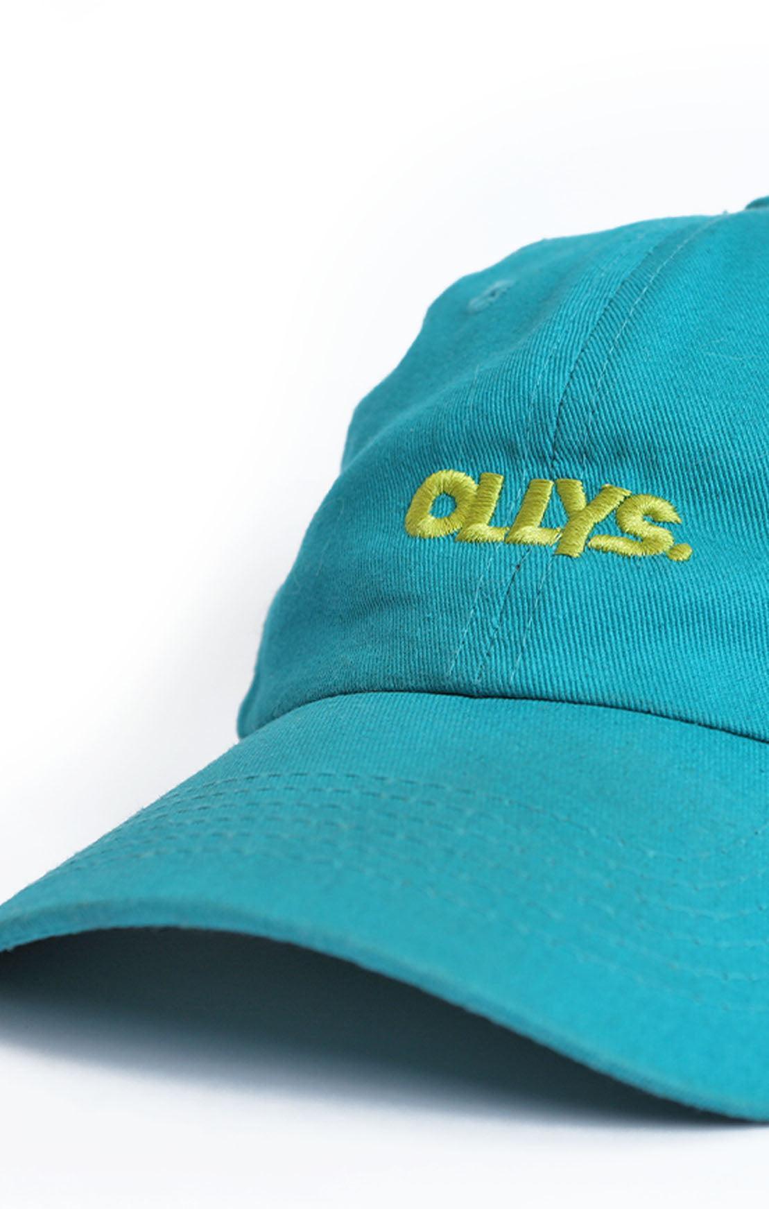 OLLYS. Teal Cotton Cap with Lime Logo - Elsie & Fred